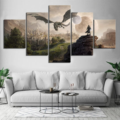 5 Pieces Elder Scrolls Wall Art Canvas