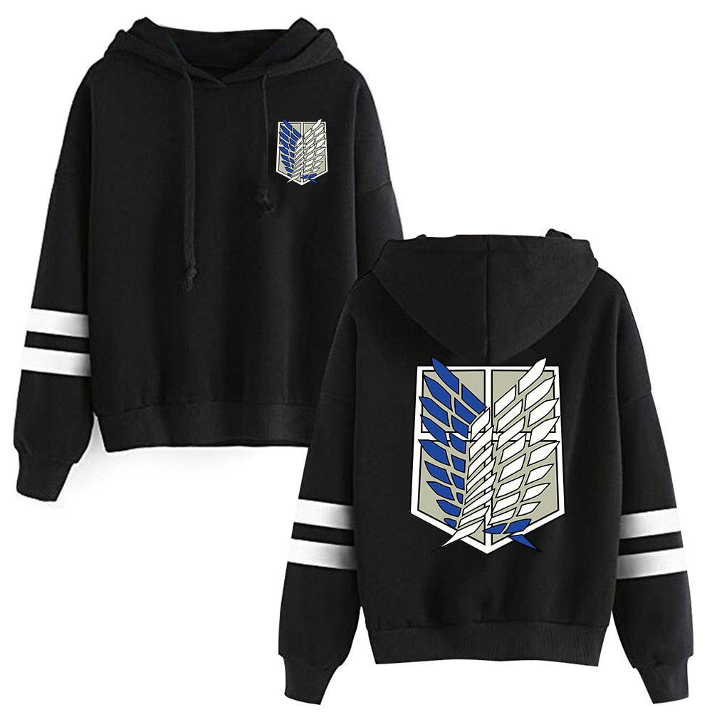 Attack on Titan Long Sleeved Striped Hooded