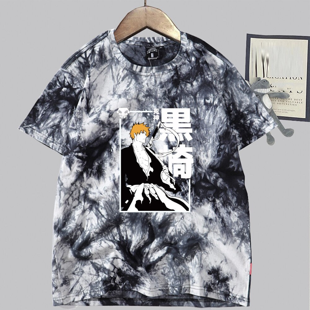 Bleach Round Neck Tie Dye Print T-shirt