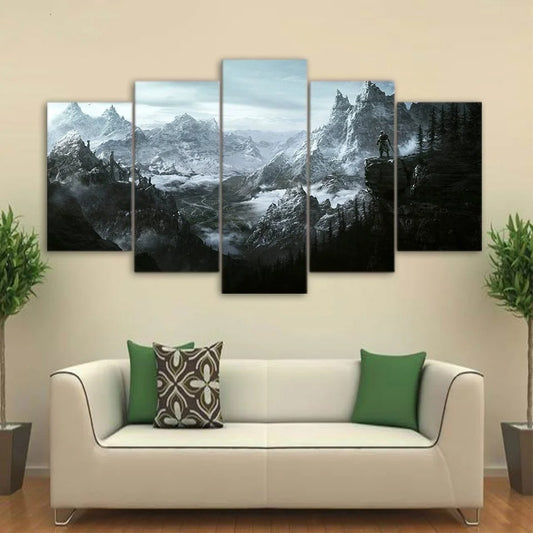 5 Pieces Skyrim Wall Art Canvas