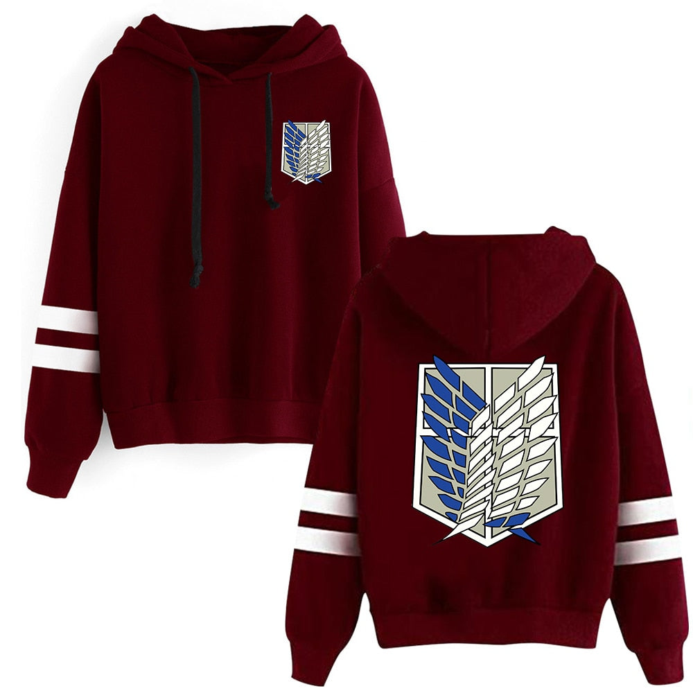 Attack on Titan Long Sleeved Striped Hooded