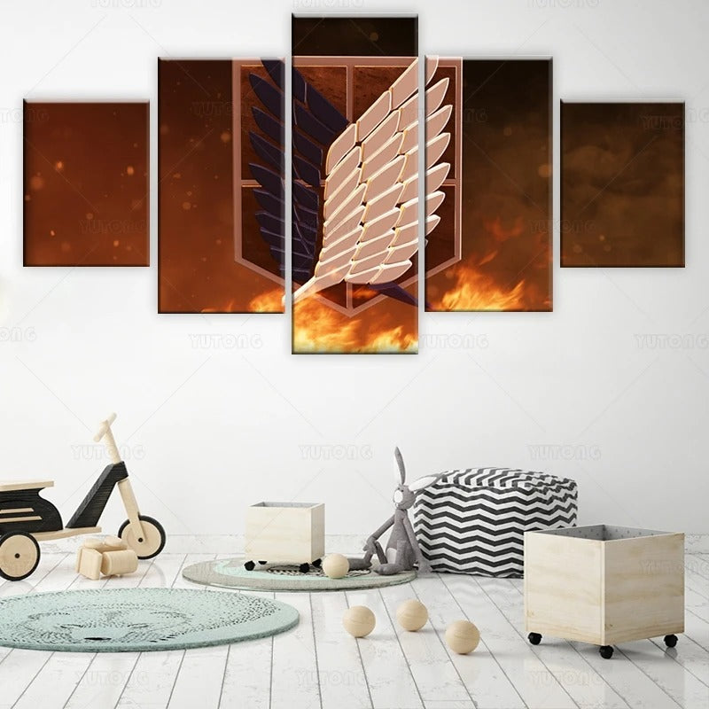 5 Piece Attack on Titan Wall Art Canvas