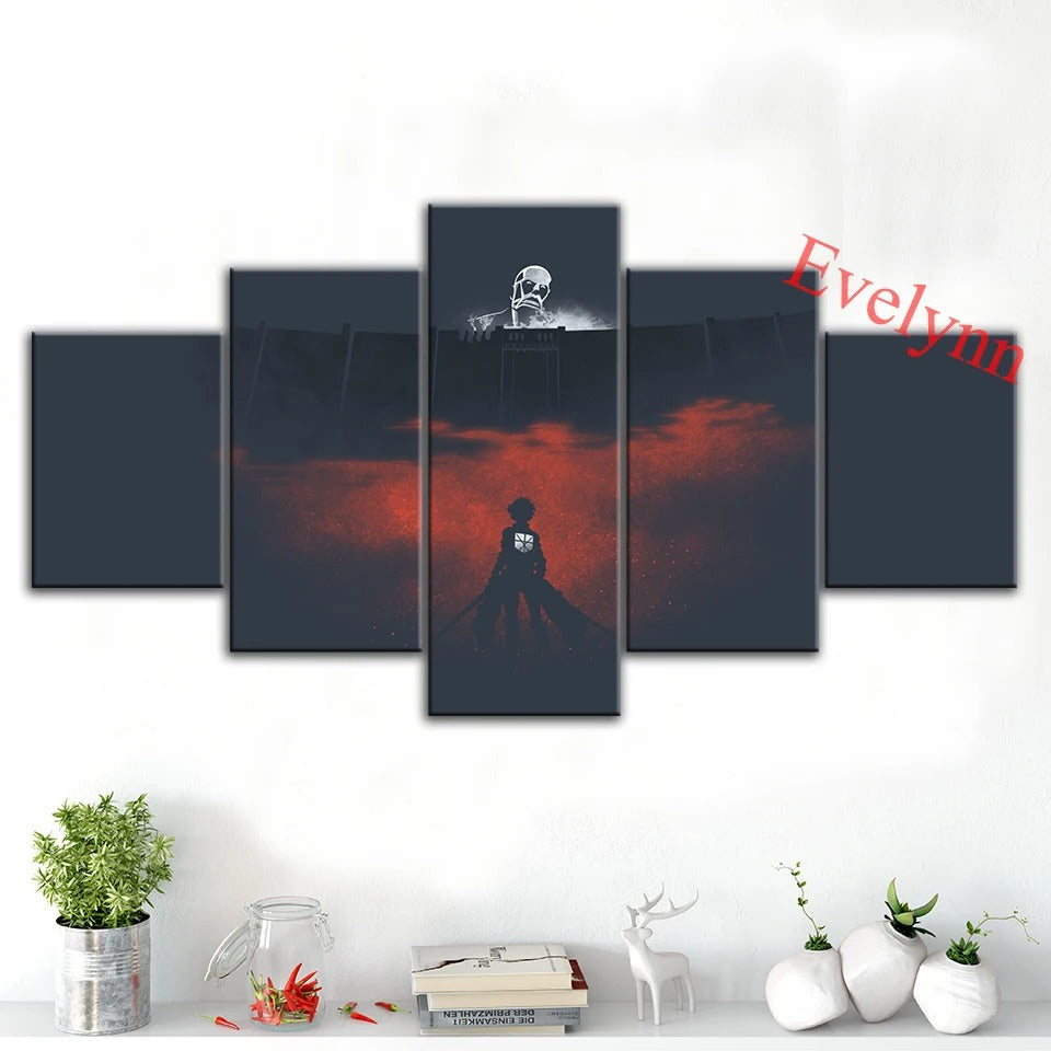 5 Piece Attack on Titan Wall Art Canvas