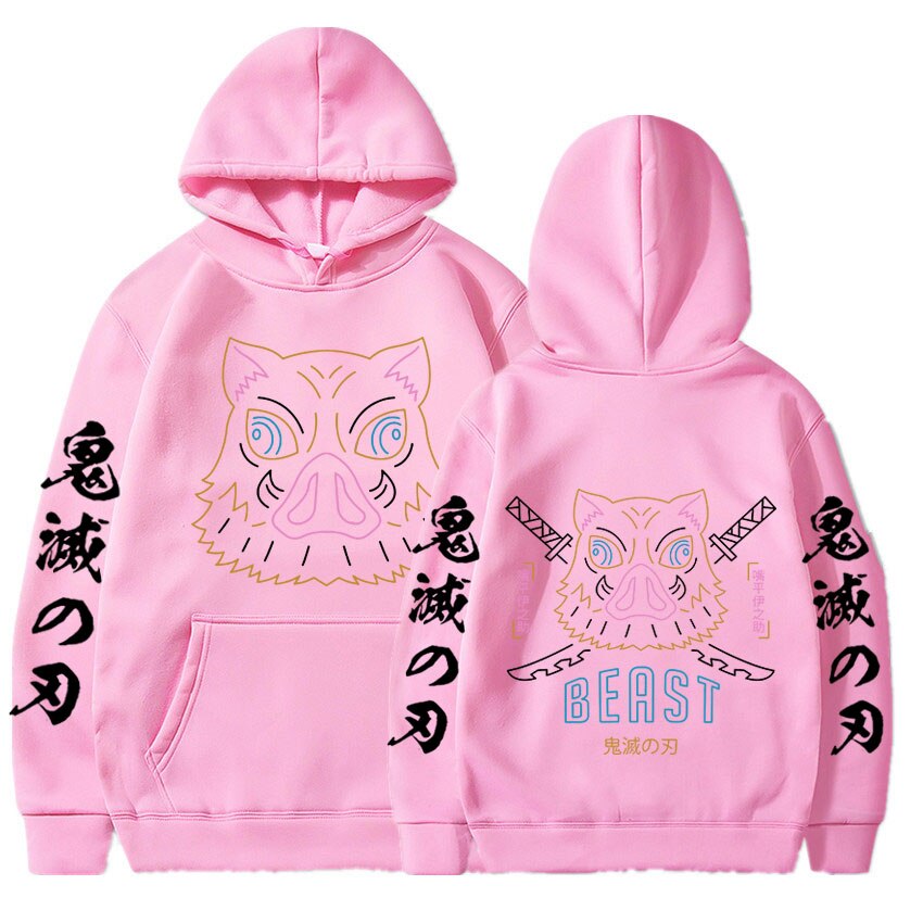 Demon Slayer Hashibira Inosuke Beast Fight Neon Hoodie