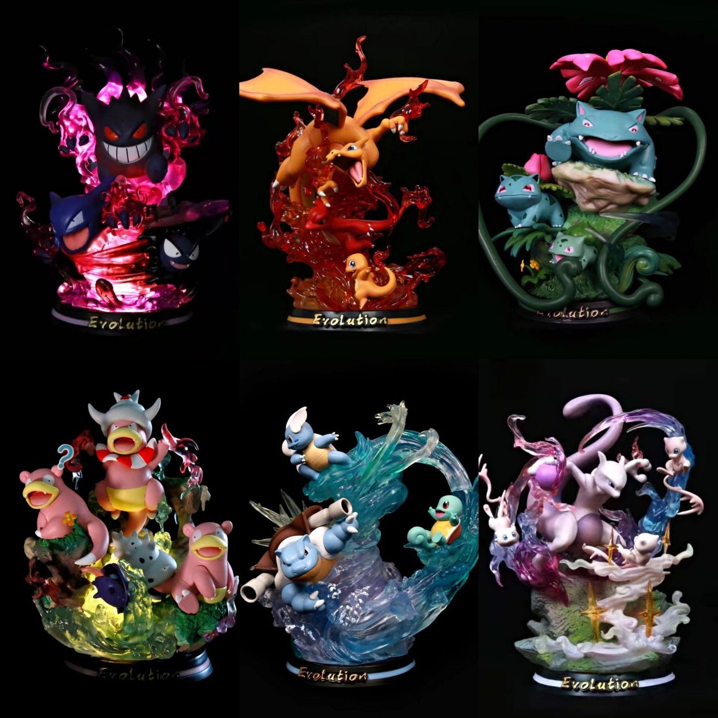 Pokemon MFC Evolution Mewtwo Charizard Gengar Eevee Blastoise Venusaur Luminous Figures