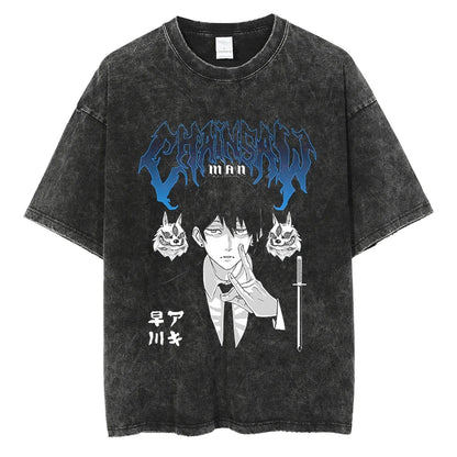 Chainsaw Man Vintage Washed Black T Shirt