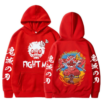 Demon Slayer Funny Boar Head Inosuke Hoodie