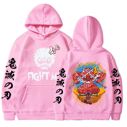 Demon Slayer Funny Boar Head Inosuke Hoodie