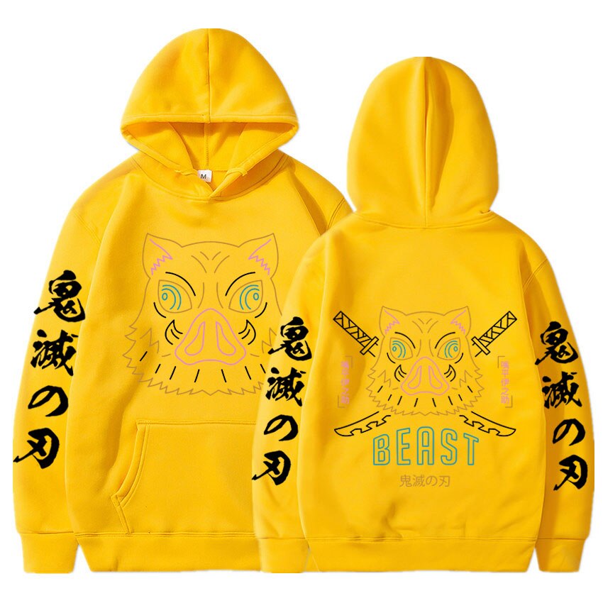 Demon Slayer Hashibira Inosuke Beast Fight Neon Hoodie