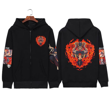 Bleach Print Zipper Hoodie