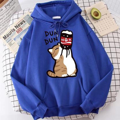 Cartoon Cat Drink Salary Increase Beverages Hoodies