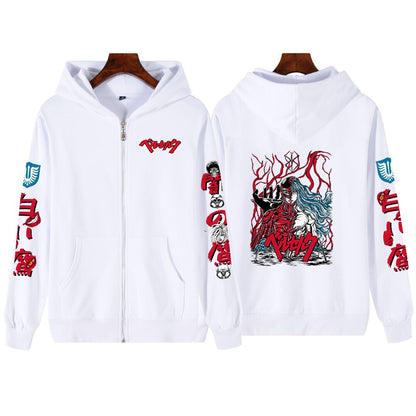 Bleach Print Zipper Hoodie