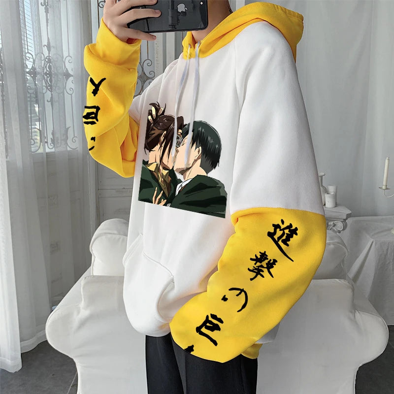 Attack On Titan Levi Ackerman And Hanji Zoe Kiss Funny Hoodie