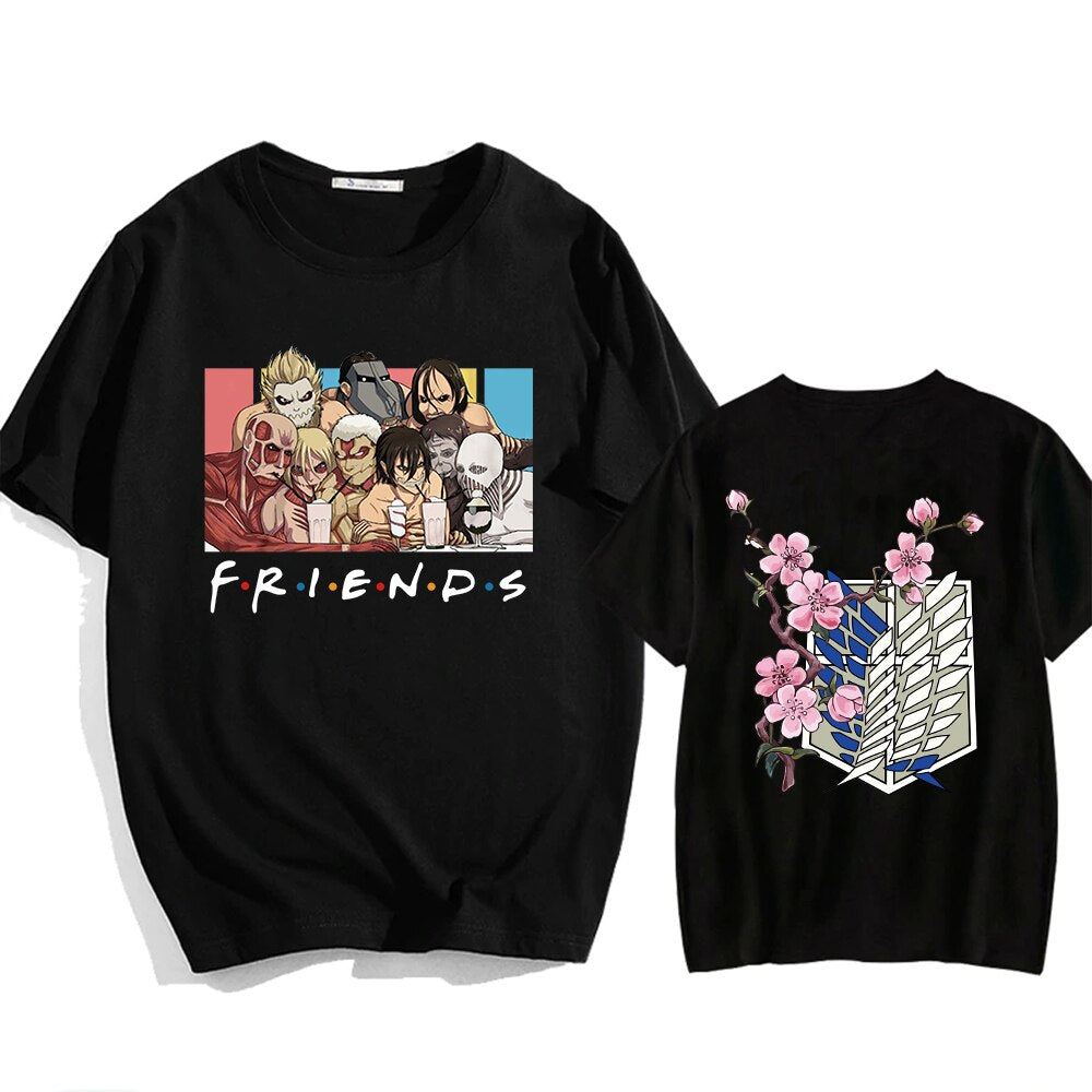 Attack On Titan Friends Printed Short Sleeve T-Shirts