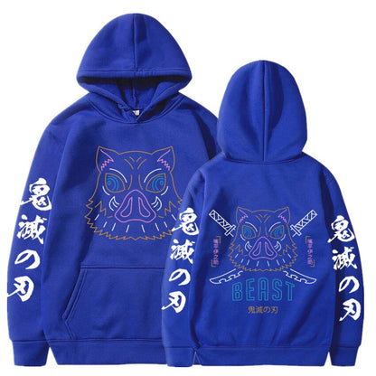 Demon Slayer Hashibira Inosuke Beast Fight Neon Hoodie