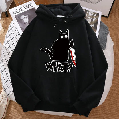 What Cute Little Black Cat Holding A Knife Men Hoodie