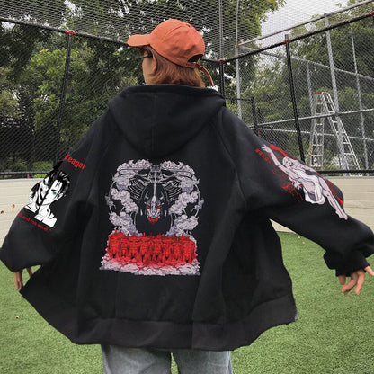 Bleach Print Zipper Hoodie