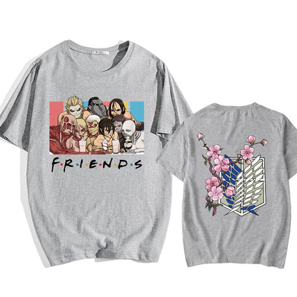 Attack On Titan Friends Printed Short Sleeve T-Shirts