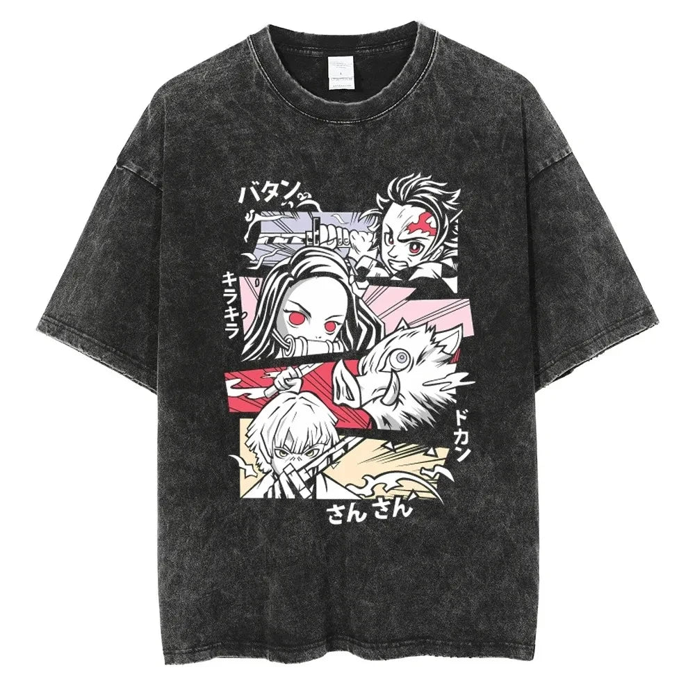 New Demon Slayer Vintage Washed T-Shirt