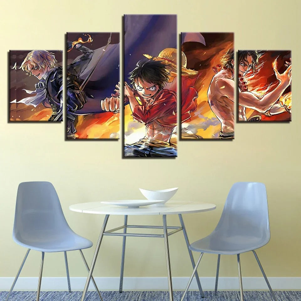 5 Piece One Piece Luffy Wall Art Canvas