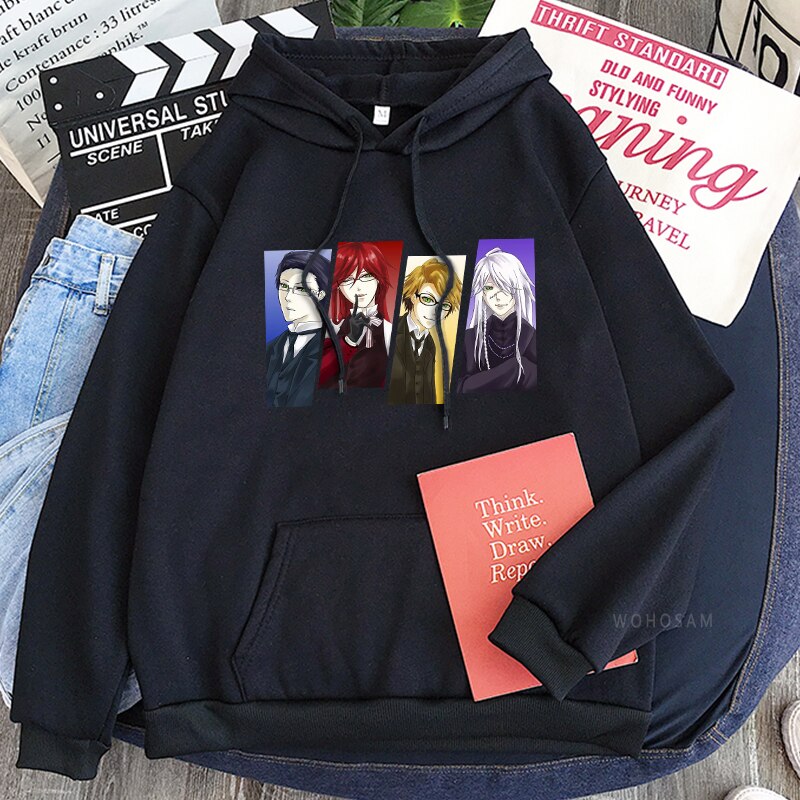 Black Butler Shinigami Undertaker Sutcliff Grell Spears William T Hoodie