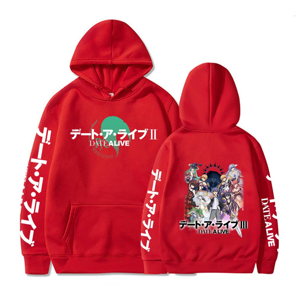 Date A Live Tokisaki Kurumi Yatogami Tohka Friend Itsuka Shido Print Hoodie