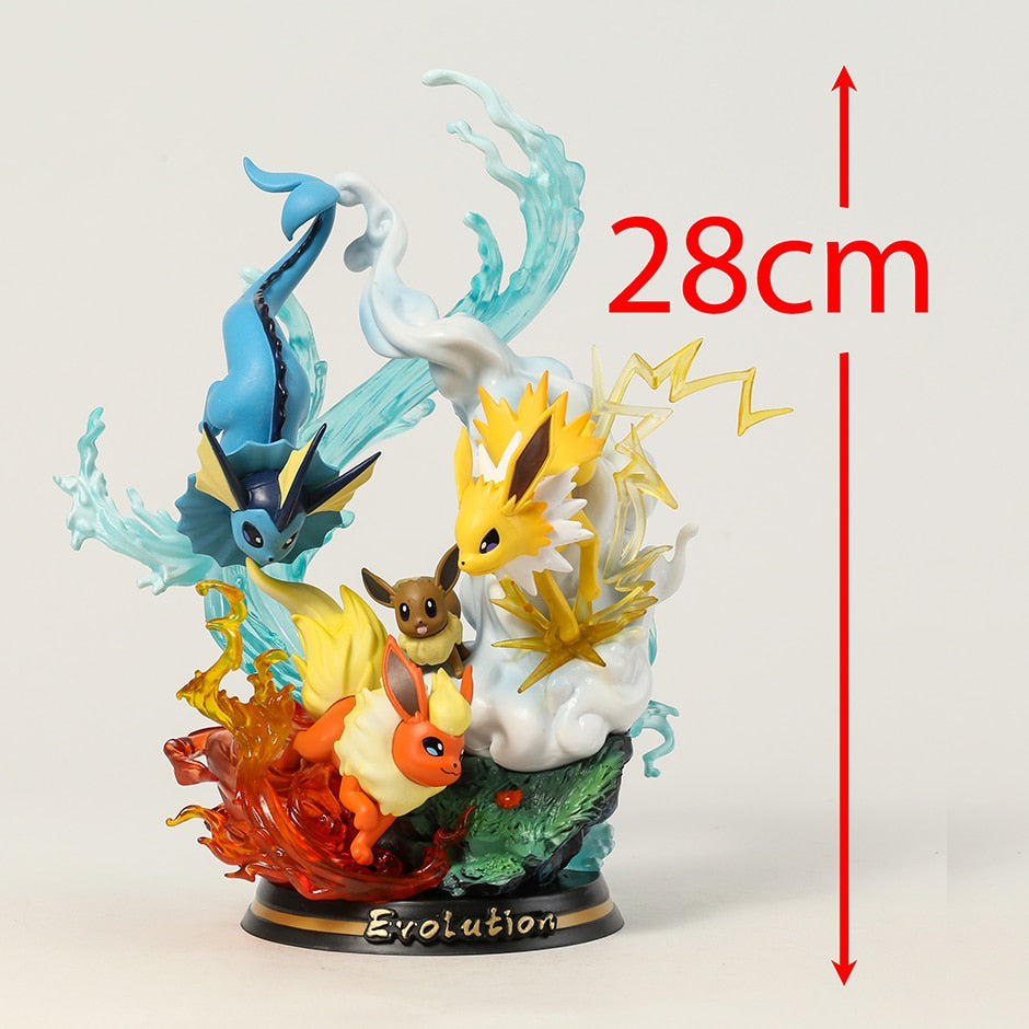 Pokemon Evolution Eevee Vaporeon Jolteon Flareon Light Up Statue Figure