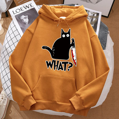 What Cute Little Black Cat Holding A Knife Men Hoodie