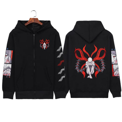 Bleach Print Zipper Hoodie