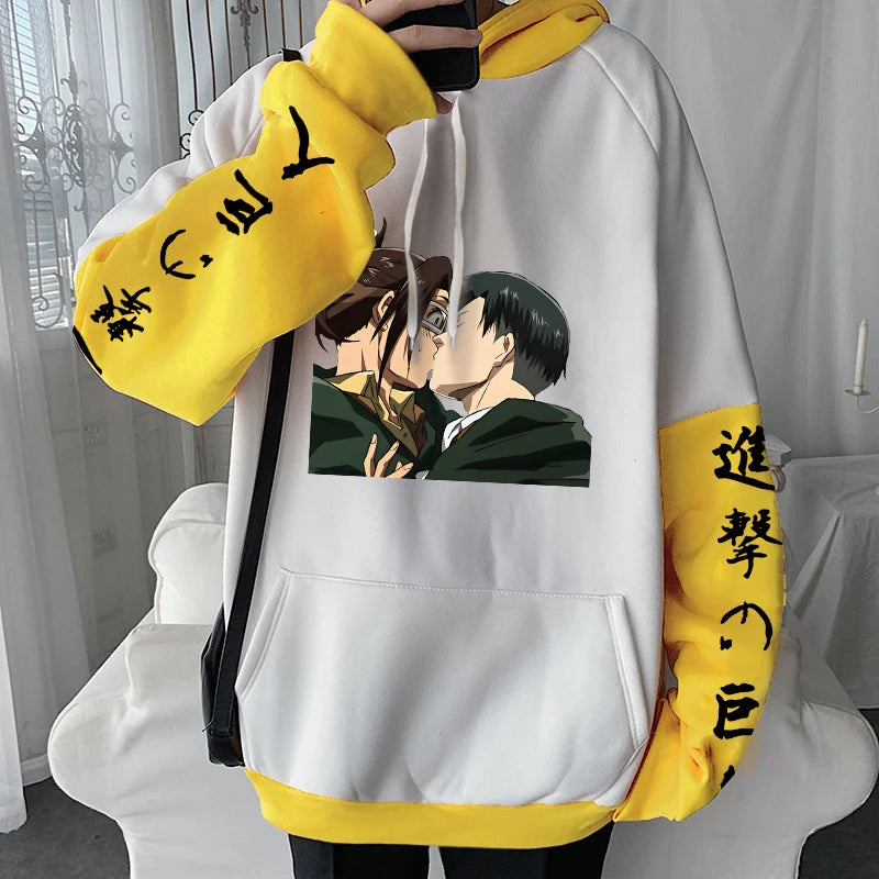 Attack On Titan Levi Ackerman And Hanji Zoe Kiss Funny Hoodie