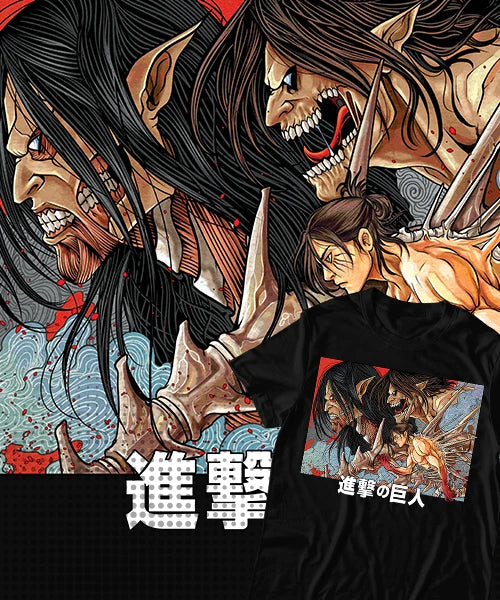 Attack on Titan Eren Titan Fundador Arte Japones T-shirt