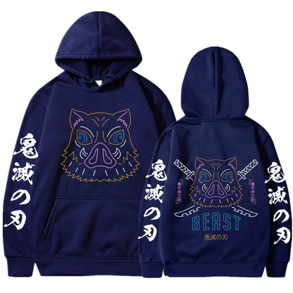 Demon Slayer Hashibira Inosuke Beast Fight Neon Hoodie