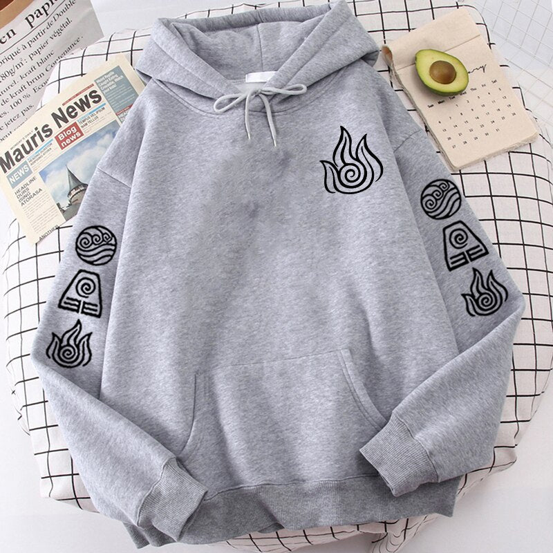 Avatar The Last Airbender Water Air Fire Earth Print Hoodie