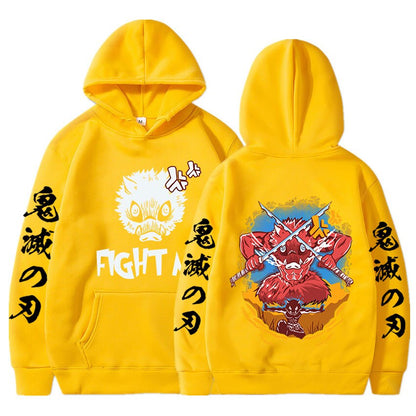 Demon Slayer Funny Boar Head Inosuke Hoodie