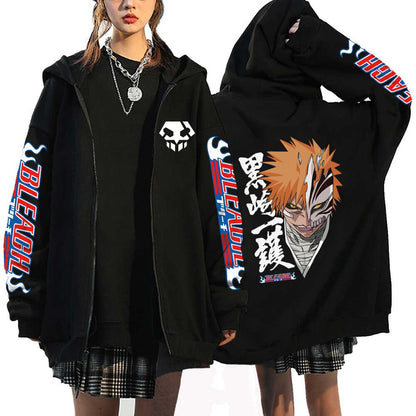 Bleach Zip Up Kurosaki Ichigo Print Hoodies