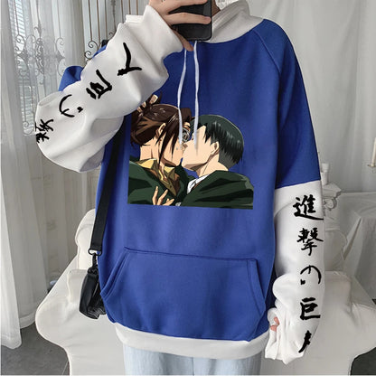 Attack On Titan Levi Ackerman And Hanji Zoe Kiss Funny Hoodie