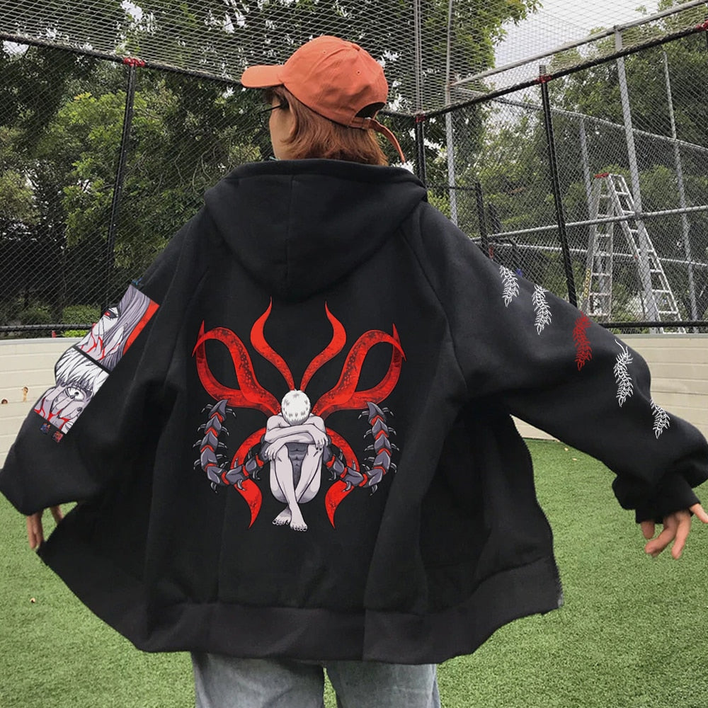 Bleach Print Zipper Hoodie