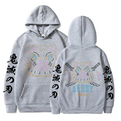 Demon Slayer Hashibira Inosuke Beast Fight Neon Hoodie