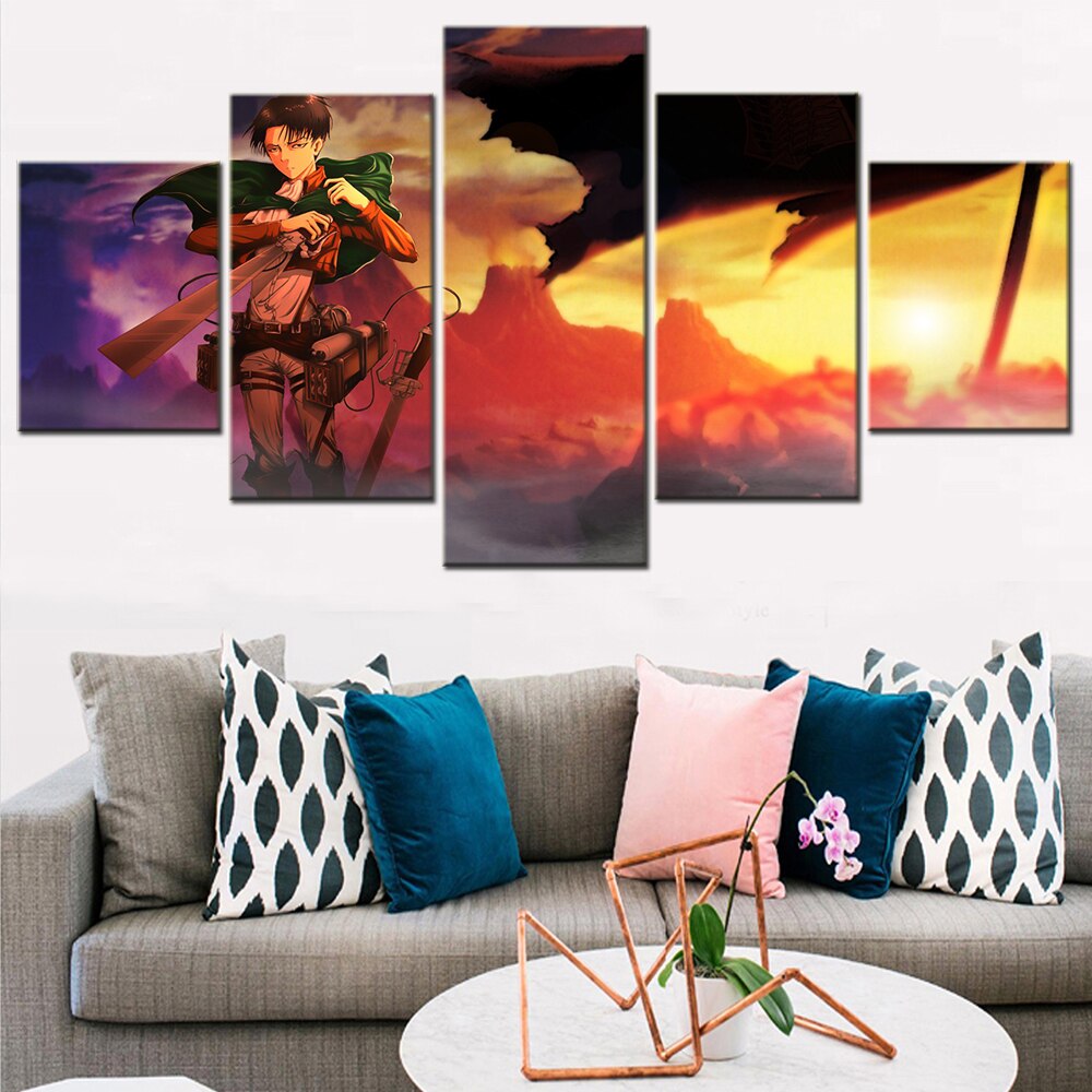 5 Pieces Attack On Titan Modern Wall Art Canvas