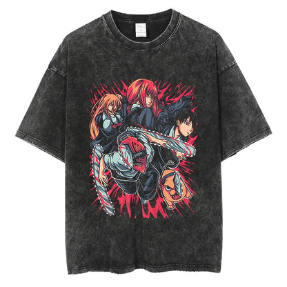 Chainsaw Man Vintage Washed Black T Shirt