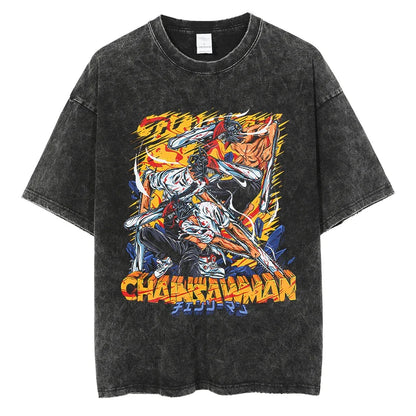 Chainsaw Man Vintage Washed Black T Shirt