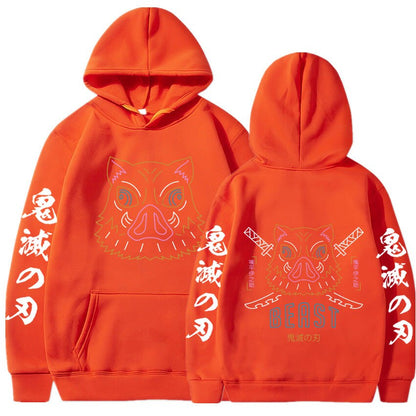 Demon Slayer Hashibira Inosuke Beast Fight Neon Hoodie