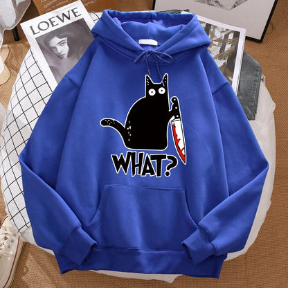 What Cute Little Black Cat Holding A Knife Men Hoodie