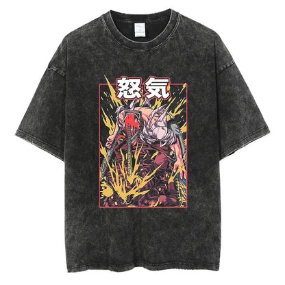 Chainsaw Man Vintage Washed Black T Shirt