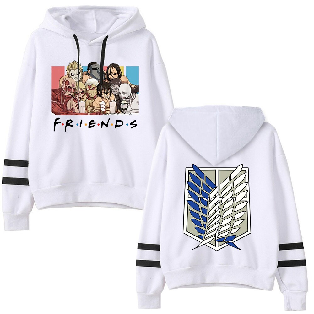 Attack On Titan Friends Long Sleeved Striped Hooded