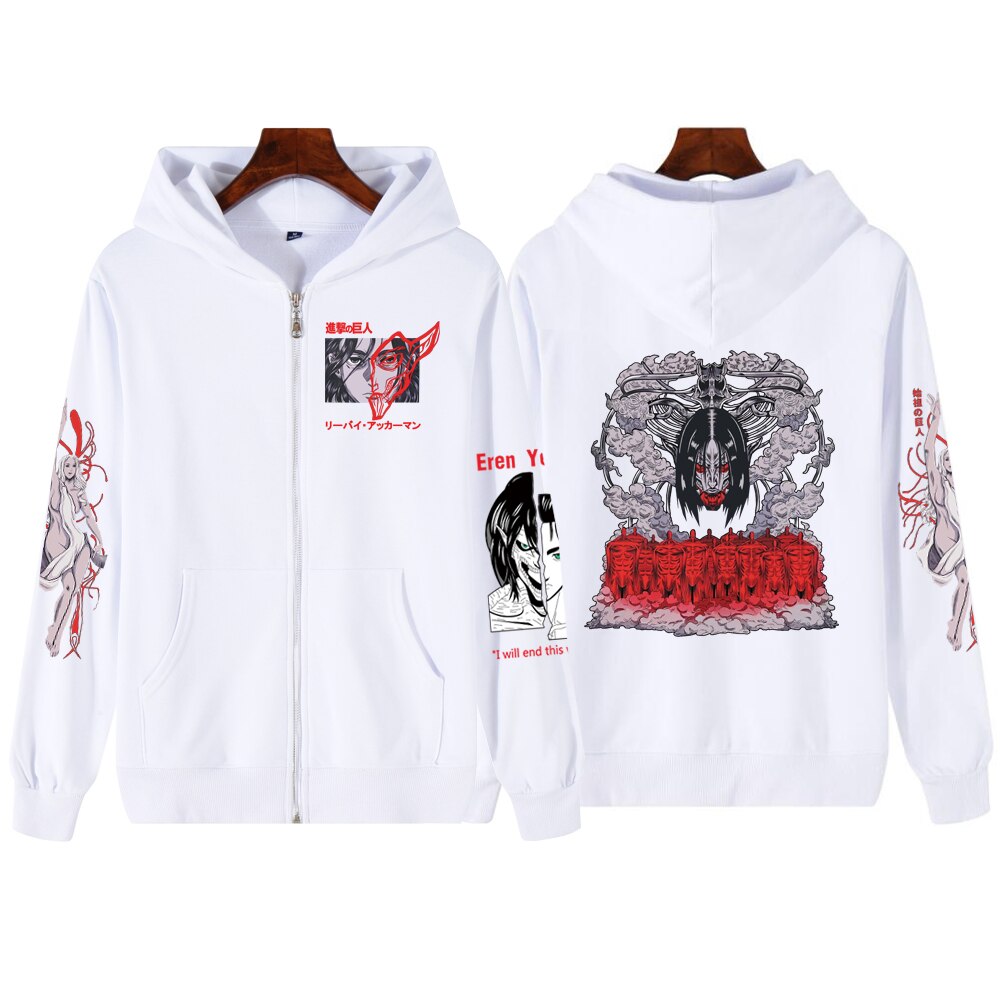 Bleach Print Zipper Hoodie