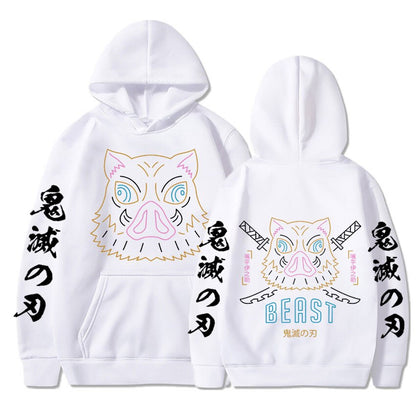 Demon Slayer Hashibira Inosuke Beast Fight Neon Hoodie