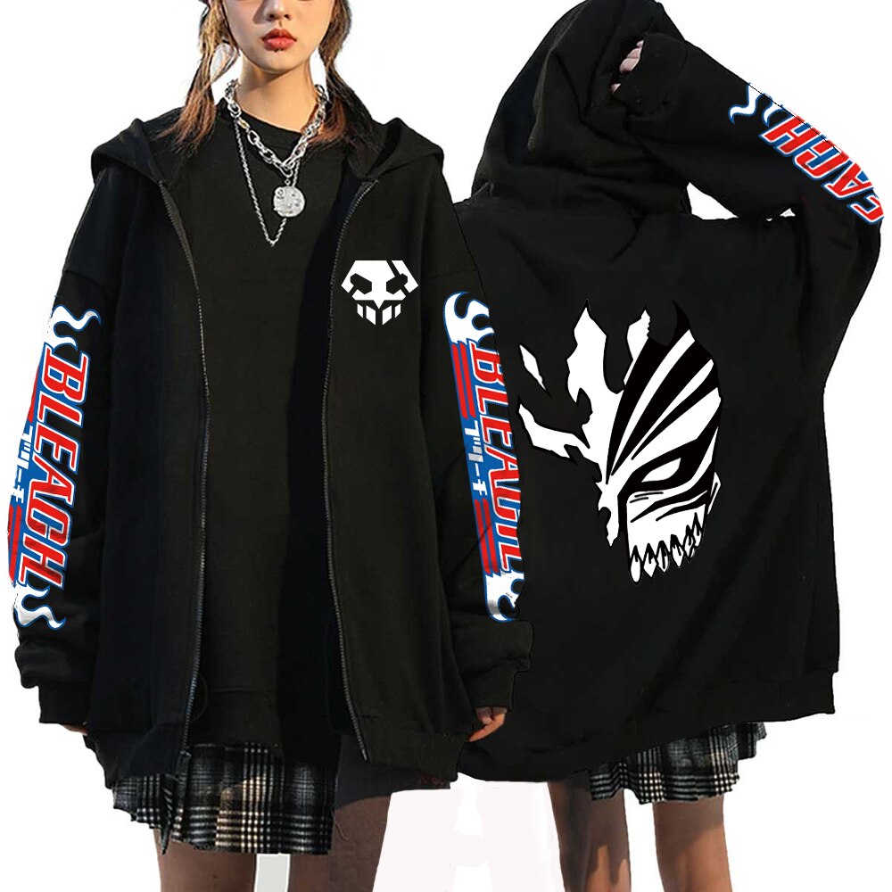 Bleach Zip Up Kurosaki Ichigo Print Hoodies