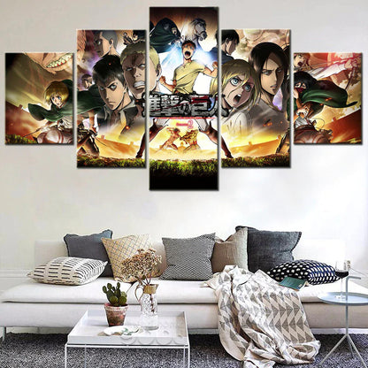 5 Pieces Anime Attack on Titan Wall Art Canvas