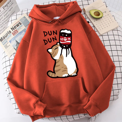 Cartoon Cat Drink Salary Increase Beverages Hoodies